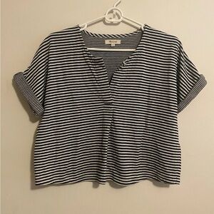 Madewell Black and White Striped Crop Top